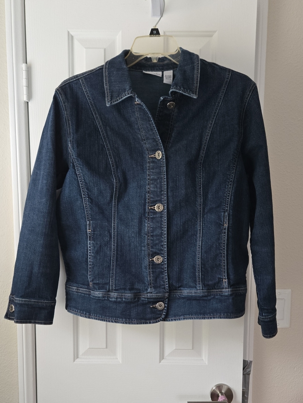 Chico's Dark Blue Denim Jean Jacket-Chico's "3" -XL